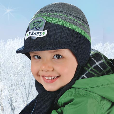 niemowląca zimowa czapka szara and zielona
